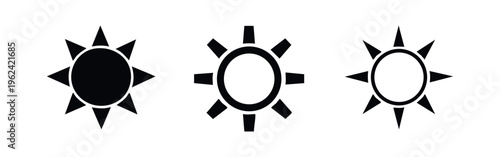 Sun Icon Set with Blunt Rays - Brightness, Warmth, and Energy Symbol