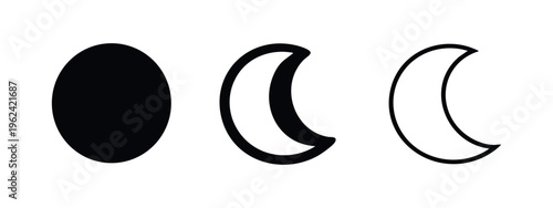 Moon Phases and Celestial Circle Icon Set - Astronomy and Night Sky Elements