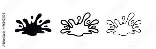 Abstract Liquid Splash Icon Set - Water, Paint, or Ink Spatter Symbol