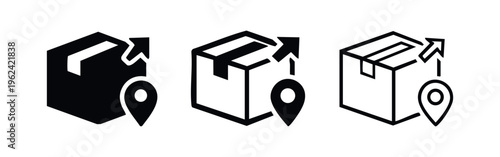 Package Tracking and Delivery Location with Upward Arrow Icon Set