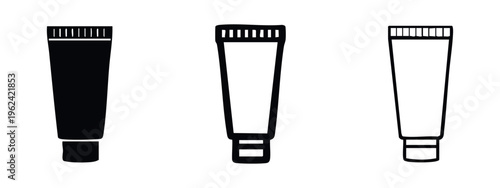 Cosmetic or Product Tube Icon Set with Crimped Seal