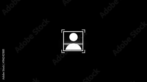 Modern Face Recognition Scan Icon with User Profile Silhouette, AI Biometric Identification System, Secure Log-in Authentication, Digital Identity Verification with 4k video animation .