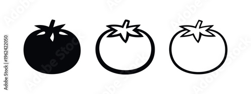 Tomato Vector Icon Set. Flat, Line, and Outline Styles for Healthy Food and Vegetable Illustrations