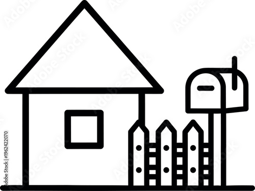 Simple house fence and mailbox home