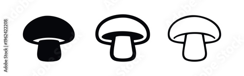 Mushroom icon set. Edible fungus symbol. Healthy natural food element collection.