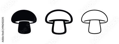 Mushroom icon set. Edible fungus symbol. Healthy natural food element collection.