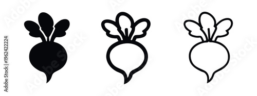 Photos Radish vegetable icon set