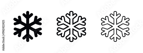 Stylized Snowflake Winter Symbol Icon Set