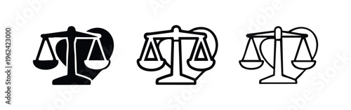 Scales of Justice Icon Set with Abstract Element - Legal and Law Symbol.