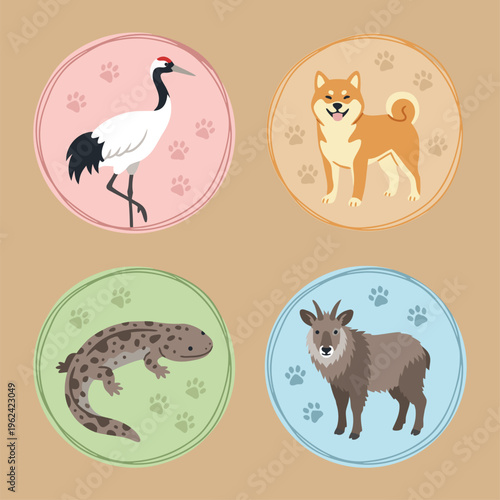 Foto Japanese Animals Collection Round Icons.