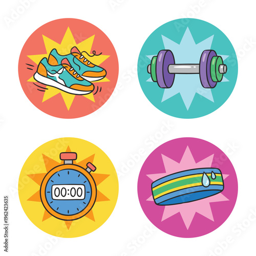 Fitness Icons Set.