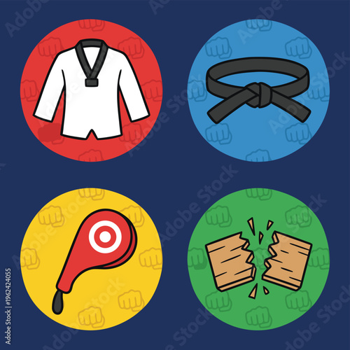 Martial Arts Icons Set.