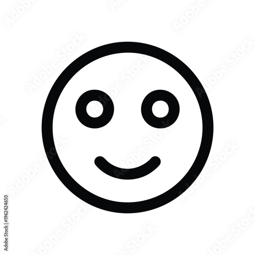 A simple, black smiley face icon on a white background, featuring a circular outline, two circular eyes, and a curved mouth