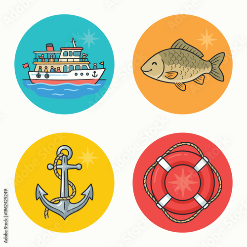 Nautical Icons Set.