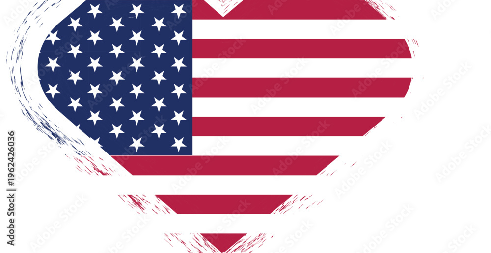 Fototapeta premium Heart shaped USA flag patriotic love america concept design