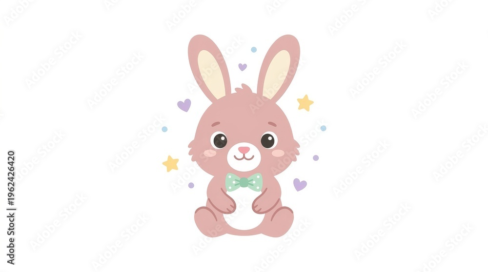 Obraz premium Cute Pink Easter Bunny Character.