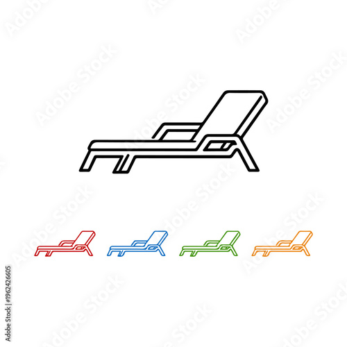 sun lounger icons set in different colors
Vector set icon in different colors on a white background
