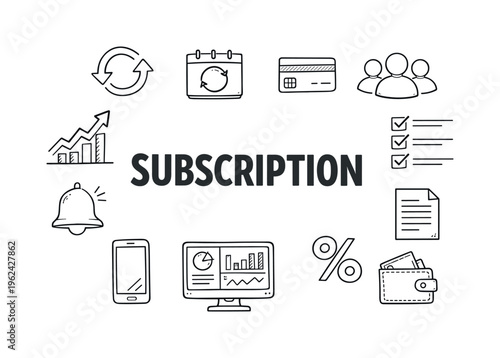 Clear subscription growth and recurring revenue business model concept focused on scaling user base, tracking retention and optimizing predictable income