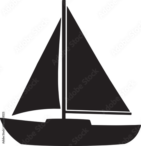 Sailing boat icon, sailboat silhouette, vector yacht, black nautical symbol