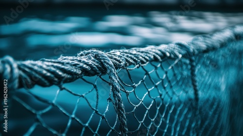 Blue Rope and Net: A Textured Marine Landscape of Intertwined Elements