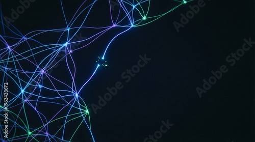 Abstract network lines with a disconnected or broken link. Concept of network failure due to a broken connection. Digital communication problem.