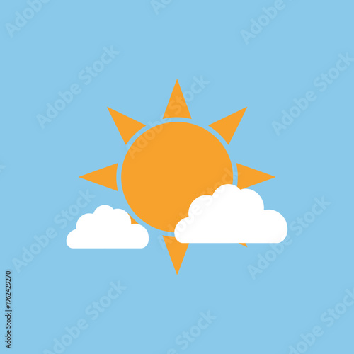 Sun with clouds in the sky weather forecast symbol