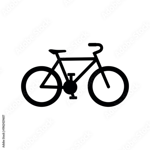 Black bicycle icon with two wheels and frame  simple bike design
