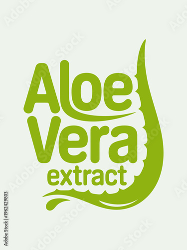 Aloe vera extract logo with green leaf design on white background