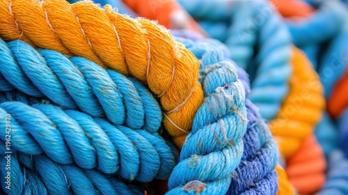 Coiled Ropes: Colorful Nautical Lines for Marine, Sailing, and Boating
