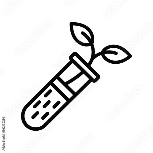 Test Tube with Plant Icon for Science or Biology
