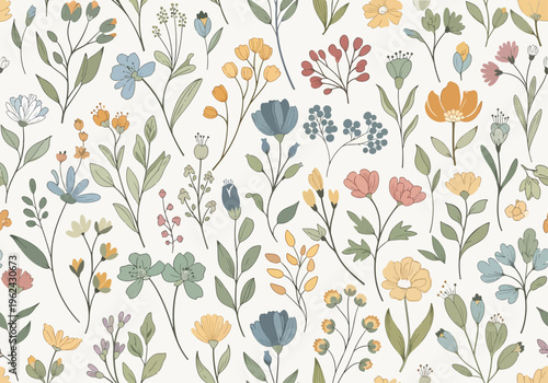 Decorative floral pattern featuring bold petals and subtle foliage in calming neutral palette