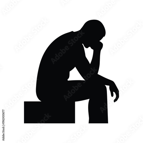 Thinking Person Icon for Stress or Reflection