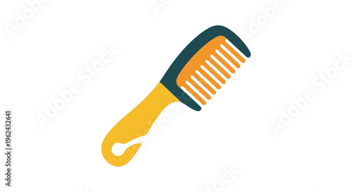 Yellow plastic comb in simple flat illustration for grooming