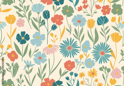 Fresh spring-inspired floral design with lively blossoms and flowing greenery