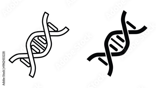 Contrasting styles of double helix dna strand illustrations