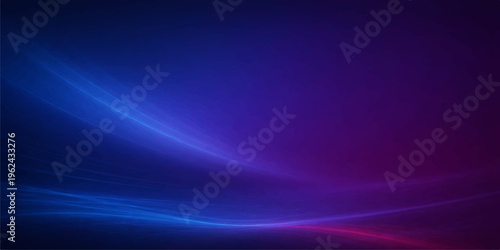 An abstract blue background featuring glowing purple waves and flowing lines that create a dynamic motion texture with a light energy curve pattern in a vector illustration design