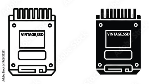 Vintage ssd storage devices illustrated in contrasting color schemes for visual comparison
