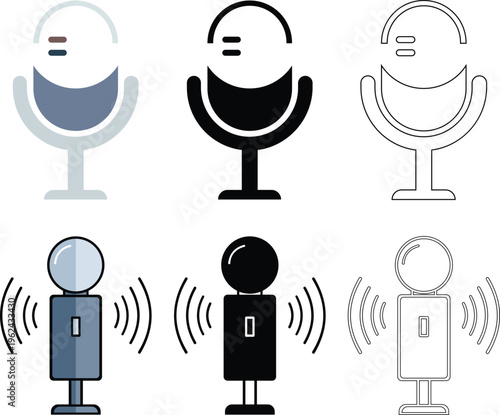 Microphone Audio Recording Podcast Voice Sound Studio Icon