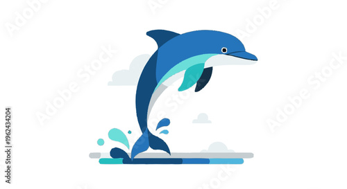 Dolphin Jumping Out of Water Illustration.