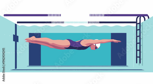 Female Swimmer Diving into Swimming Pool.