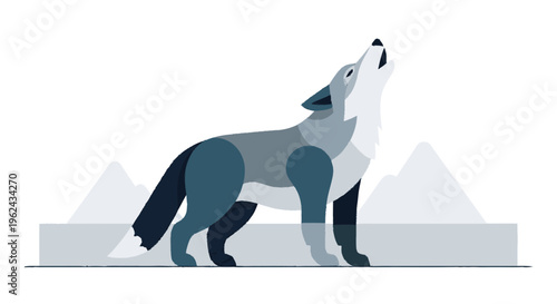 Geometric Wolf Illustration Howling Upwards.