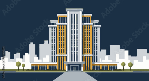Modern Luxury Hotel Building Illustration Design.