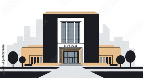 Modern Museum Building with Black Facade.