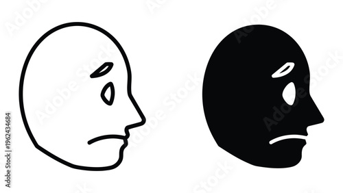 Contrasting silhouettes: light and dark emotional faces side by side