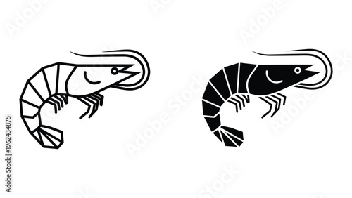 Contrasting shrimp illustrations with different shading techniques