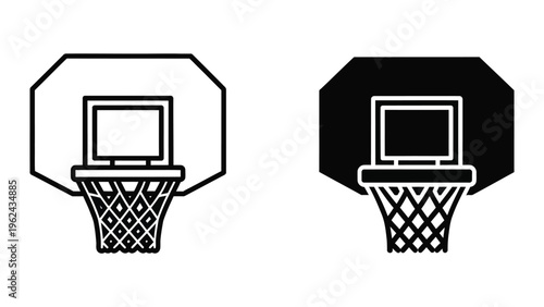 Contrasting designs of a basketball backboard with and without a filled background