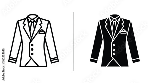 Comparison of black and white formal jackets with distinctive lapel designs