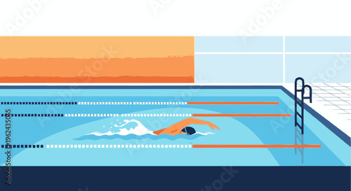 Swimmer in a Swimming Pool Illustration.