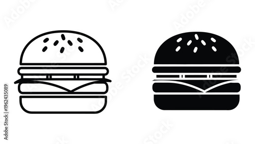 Contrast between a white and black burger icon design