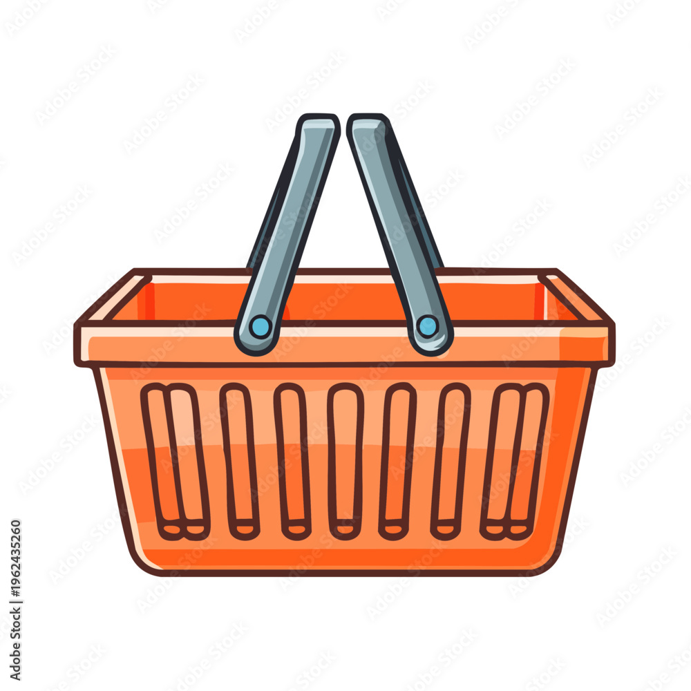 Fototapeta premium Orange Plastic Shopping Basket with Handles